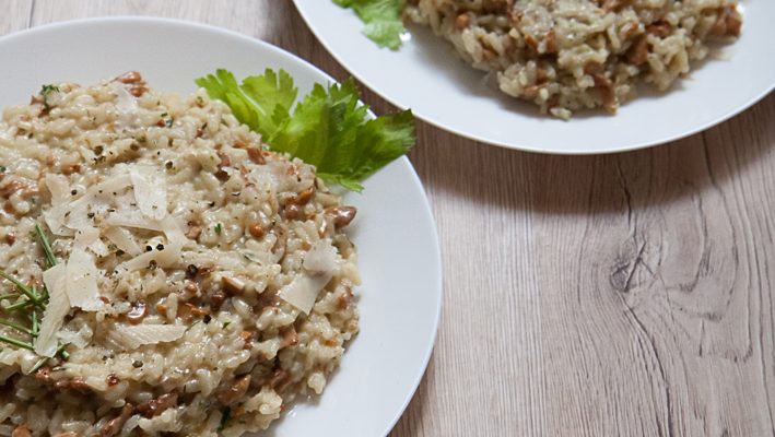 Risotto z kurkami i karmelizowaną cebulką