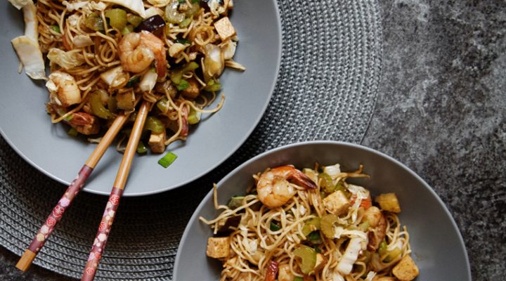 Stir fry z tofu i krewetkami