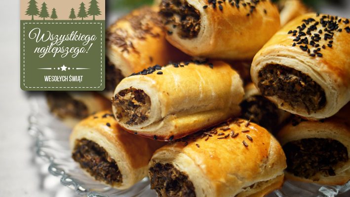 Postne półkruche paszteciki z kapustą, pieczarkami i suszonymi grzybami